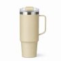 30 oz Insulated Stainless Steel Tumbler with Handle and Clear Slide Lid, 900ml Travel Mug, Car Cup Holder Friendly, Splash-Proof Vacuum Coffee Tumbler