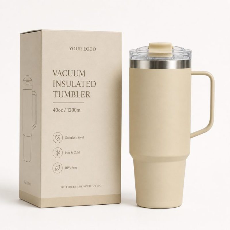 30 oz Insulated Stainless Steel Tumbler with Handle and Clear Slide Lid, 900ml Travel Mug, Car Cup Holder Friendly, Splash-Proof Vacuum Coffee Tumbler