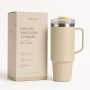 30 oz Insulated Stainless Steel Tumbler with Handle and Clear Slide Lid, 900ml Travel Mug, Car Cup Holder Friendly, Splash-Proof Vacuum Coffee Tumbler