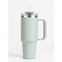 30 oz Insulated Stainless Steel Tumbler with Handle, 2-in-1 Straw and Sip Lid, 900ml Travel Coffee Mug, Car Cup Holder Friendly Leak-Resistant Water Bottle