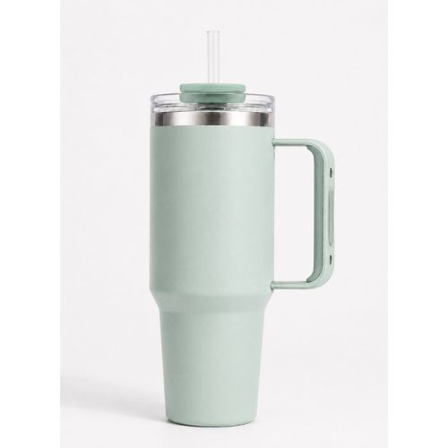 30 oz Insulated Stainless Steel Tumbler with Handle, 2-in-1 Straw and Sip Lid, 900ml Travel Coffee Mug, Car Cup Holder Friendly Leak-Resistant Water Bottle