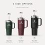 30 oz Insulated Stainless Steel Tumbler with Handle, 2-in-1 Straw and Sip Lid, 900ml Travel Coffee Mug, Car Cup Holder Friendly Leak-Resistant Water Bottle
