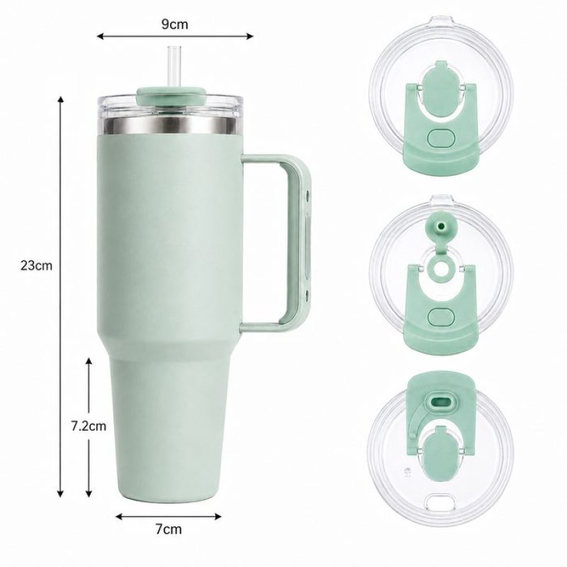 30 oz Insulated Stainless Steel Tumbler with Handle, 2-in-1 Straw and Sip Lid, 900ml Travel Coffee Mug, Car Cup Holder Friendly Leak-Resistant Water Bottle