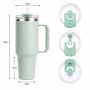 30 oz Insulated Stainless Steel Tumbler with Handle, 2-in-1 Straw and Sip Lid, 900ml Travel Coffee Mug, Car Cup Holder Friendly Leak-Resistant Water Bottle