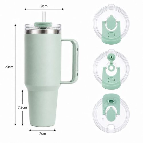 30 oz Insulated Stainless Steel Tumbler with Handle, 2-in-1 Straw and Sip Lid, 900ml Travel Coffee Mug, Car Cup Holder Friendly Leak-Resistant Water Bottle