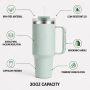 30 oz Insulated Stainless Steel Tumbler with Handle, 2-in-1 Straw and Sip Lid, 900ml Travel Coffee Mug, Car Cup Holder Friendly Leak-Resistant Water Bottle
