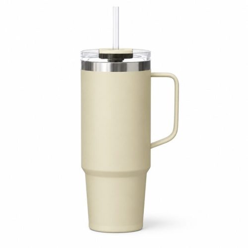 30 oz Insulated Stainless Steel Tumbler with Handle, 2-in-1 Straw and Sip Lid, 900ml Travel Coffee Mug, Car Cup Holder Friendly Leak-Resistant Water Bottle
