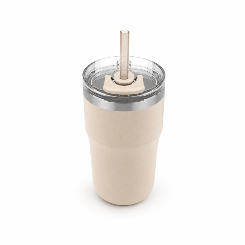 20oz Cream Beige Straw Tumbler