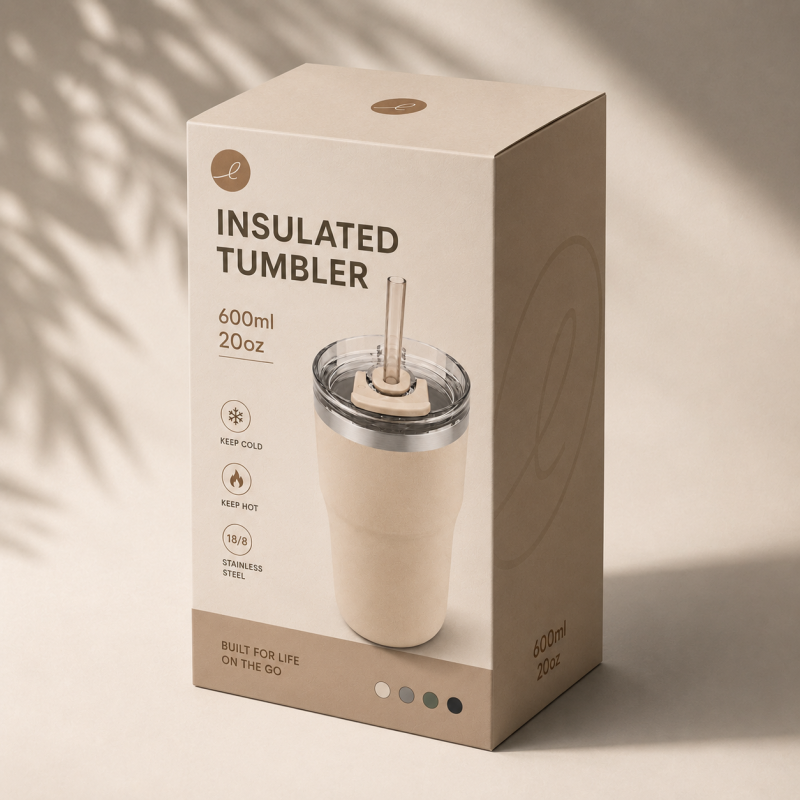 20oz Cream Beige Straw Tumbler