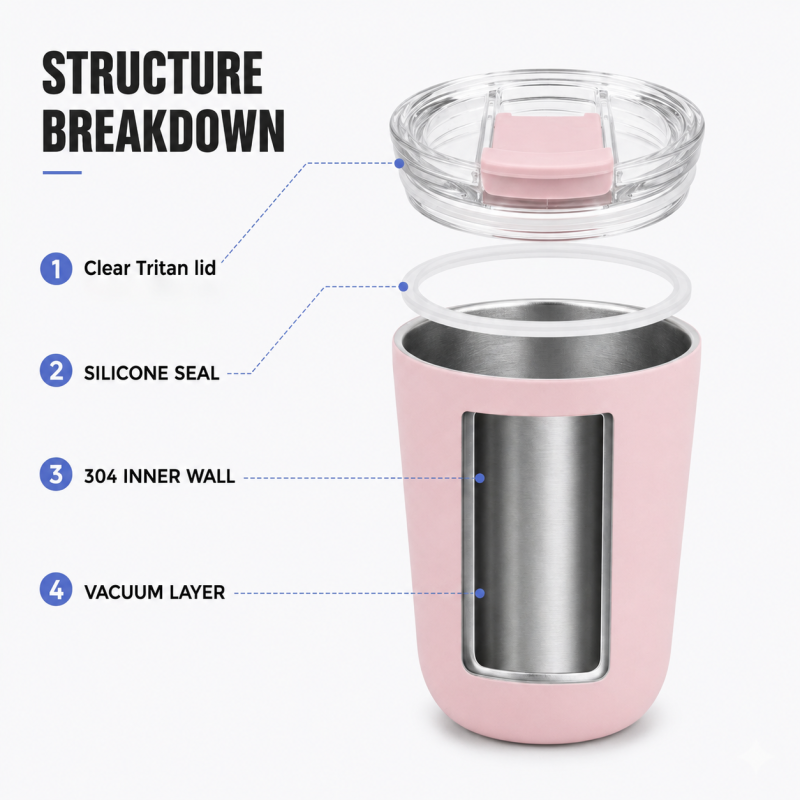 16oz Blush Pink Vacuum Coffee Tumbler