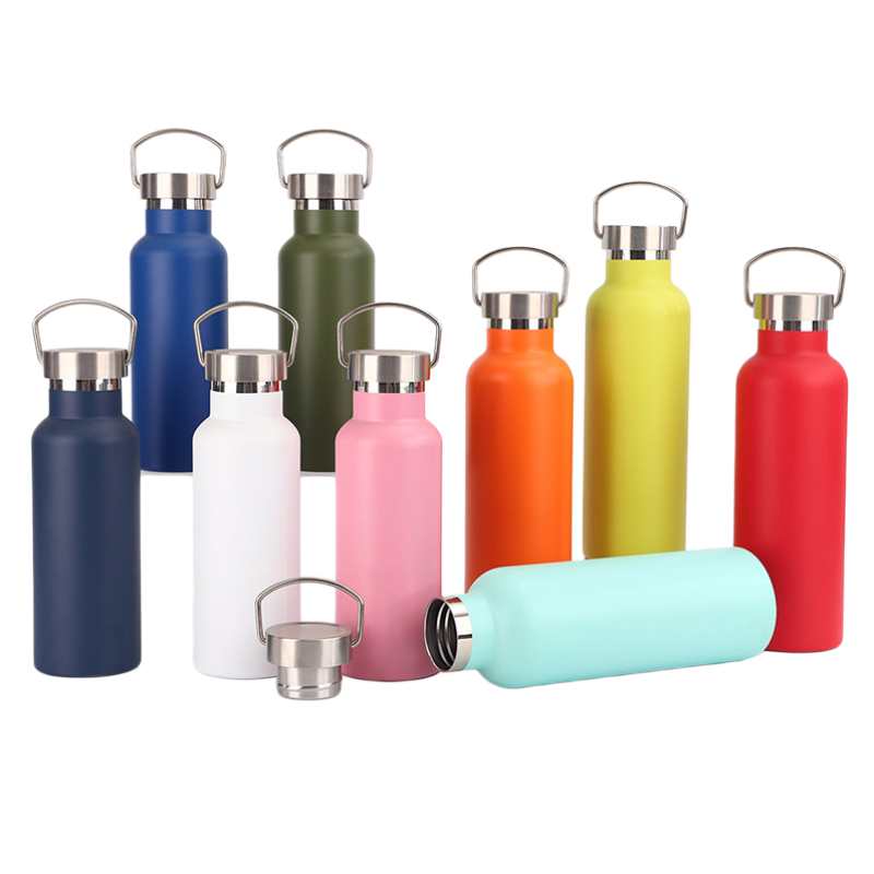 Stainless‑steel American‑style Wide‑mouth Sports Water Bottle, Double‑wall Vacuum Insulated Tumbler, Outdoor Cycling Mug with Carry Handle