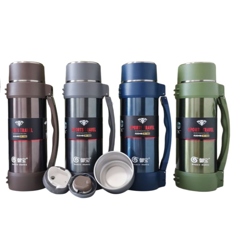 Customized 304 Stainless Steel Double Wall  Outdoor Sports Travel pot Handle Lid Hiking 24 hours 