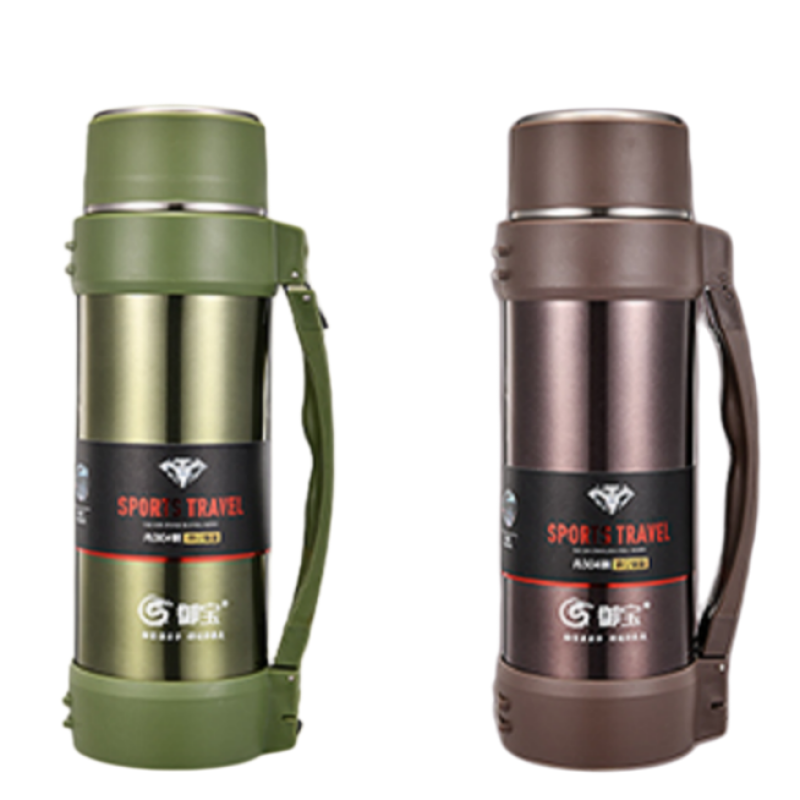 Customized 304 Stainless Steel Double Wall  Outdoor Sports Travel pot Handle Lid Hiking 24 hours 