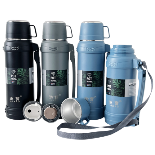 Customized 304 Stainless Steel Double Wall Vacuum travel pot Outdoor Sports Travel pot Handle Lid Hiking 24 hours