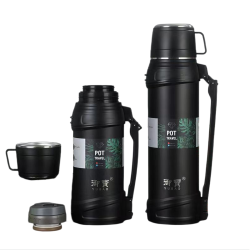 304 Stainless Steel Double Wall travel jug Outdoor Sports Travel pot Handle Lid Hiking 24 hours 