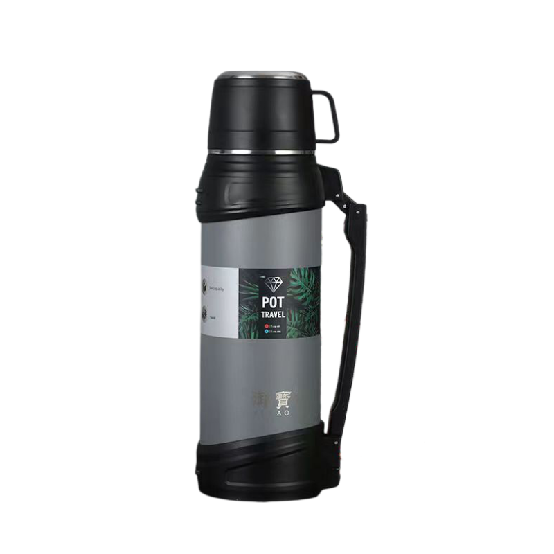 304 Stainless Steel Double Wall travel jug Outdoor Sports Travel pot Handle Lid Hiking 24 hours 