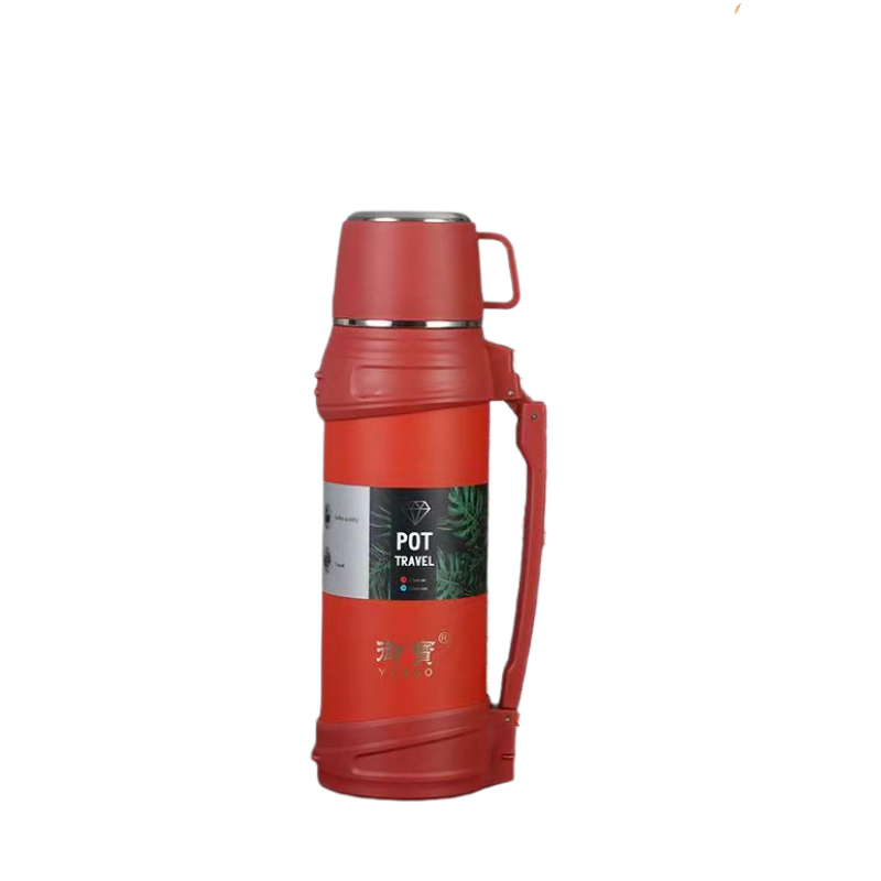 304 Stainless Steel Double Wall travel jug Outdoor Sports Travel pot Handle Lid Hiking 24 hours 