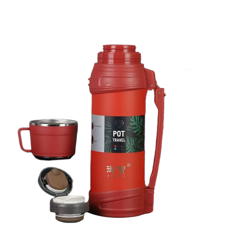 304 Stainless Steel Double Wall travel jug Outdoor Sports Travel pot Handle Lid Hiking 24 hours 