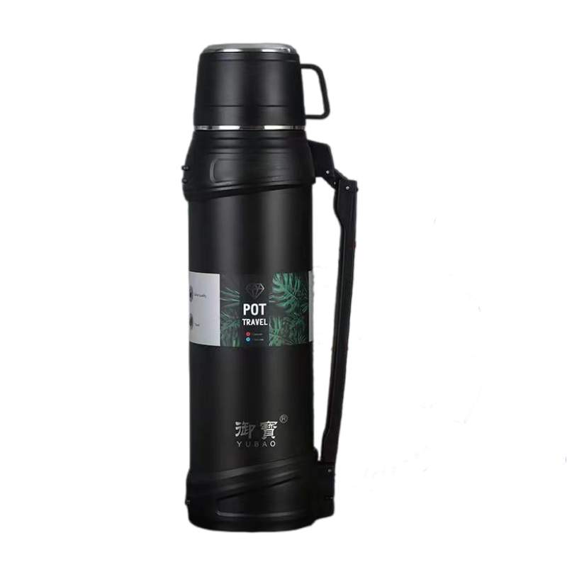 304 Stainless Steel Double Wall travel jug Outdoor Sports Travel pot Handle Lid Hiking 24 hours 