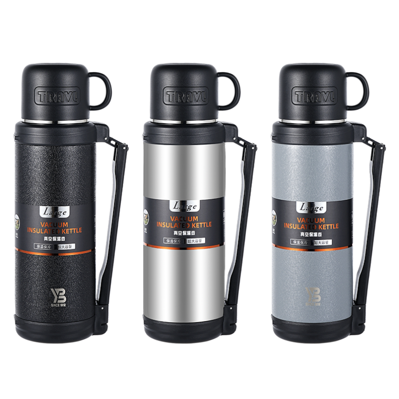 Customized 304 Stainless Steel Double Wall Vacuum travel pot Outdoor Sports Travel pot Handle Lid Hiking 24 hours