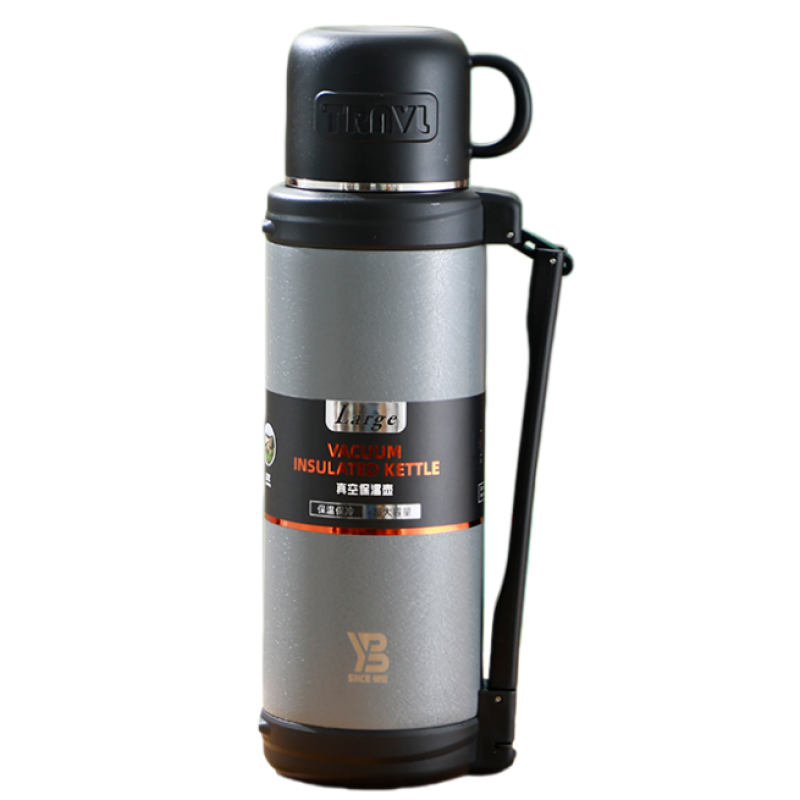 Customized 304 Stainless Steel Double Wall Vacuum travel pot Outdoor Sports Travel pot Handle Lid Hiking 24 hours
