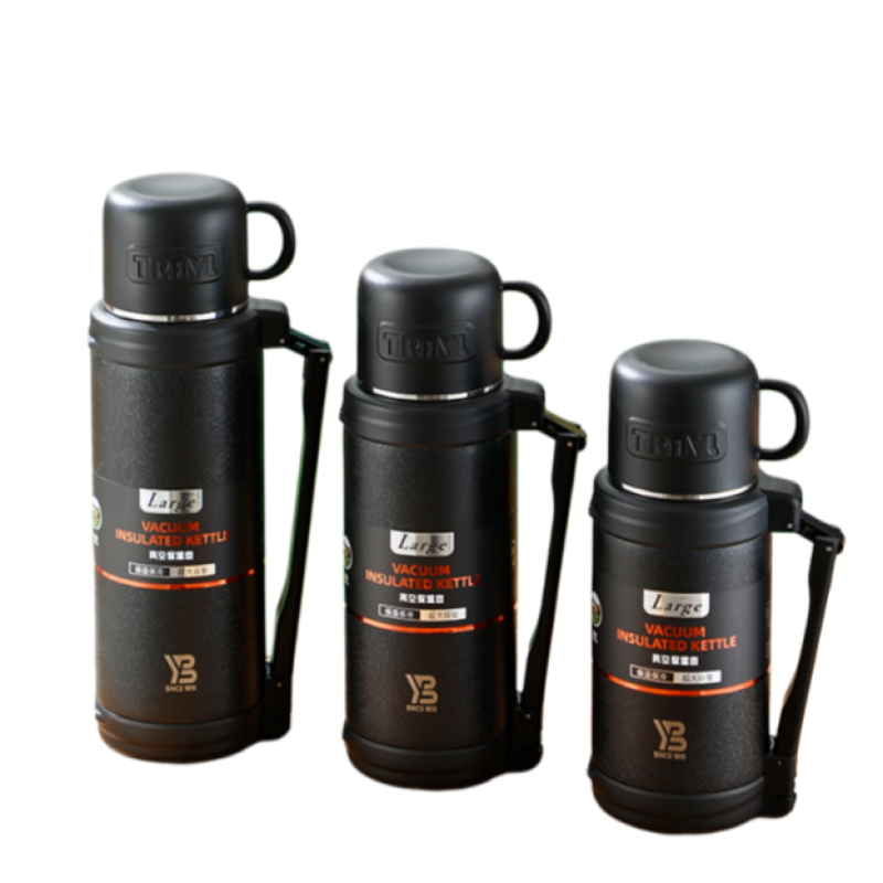 Customized 304 Stainless Steel Double Wall Vacuum travel pot Outdoor Sports Travel pot Handle Lid Hiking 24 hours