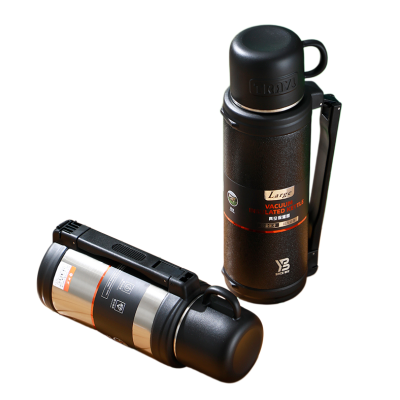 Customized 304 Stainless Steel Double Wall Vacuum travel pot Outdoor Sports Travel pot Handle Lid Hiking 24 hours