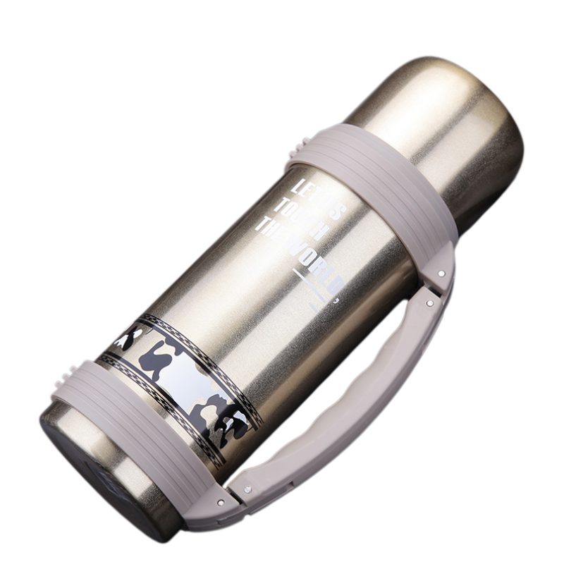 Customized 304 Stainless Steel Double Wall Vacuum travel pot Outdoor Sports Travel pot Handle Lid Hiking 24 hours