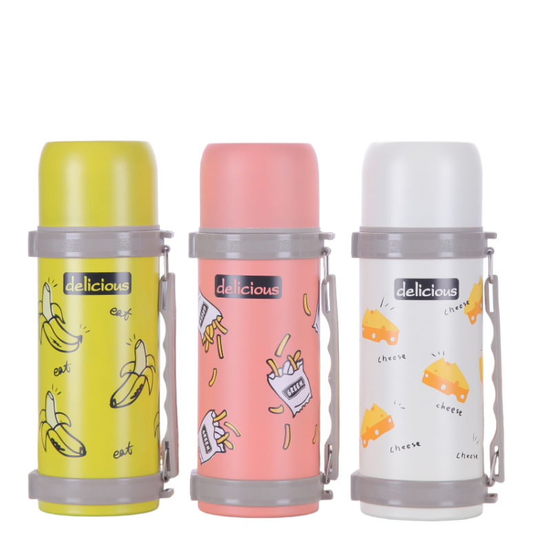Customized 304 Stainless Steel Double Wall Vacuum travel pot Outdoor Sports Travel pot Handle Lid Hiking 24 hours