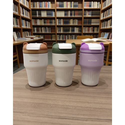 Cute Double-Layer Eco-Friendly Portable Stainless Steel Blossom Coffee Mug for Daily Use