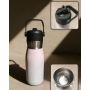 Borraccia portatile a doppia parete in acciaio inox con isolamento termico e coperchio con cannuccia a scatto, ideale per sport all'aria aperta e per l'uso quotidiano.