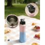 Fashion Stainless Steel Water Bottle with Straw Lid  Insulated Portable Drink Bottle with Carabiner for Outdoor, Gym and Picnic