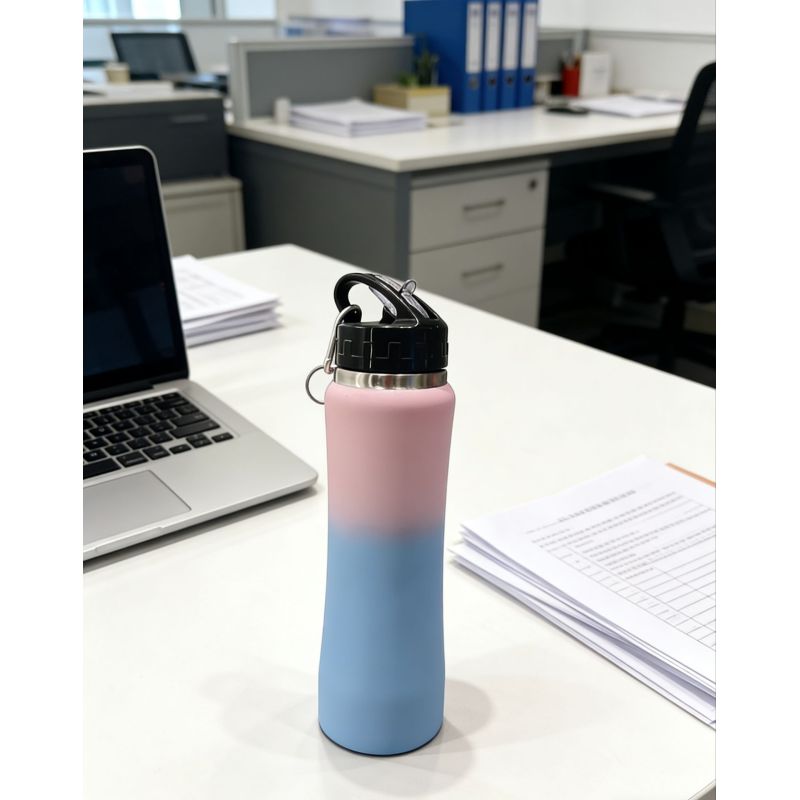 Fashion Stainless Steel Water Bottle with Straw Lid  Insulated Portable Drink Bottle with Carabiner for Outdoor, Gym and Picnic