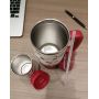 Isolierter Edelstahl-Reisebecher – Doppelwandiger Becher mit Strohhalm und Henkel