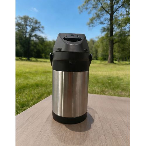 Stainless Steel Airpot Pressure Insulated Carafe with Push-Button Dispenser, Large Capacity Air Pressure Kettle for Home, Office