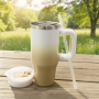 30oz Large Capacity Stainless Steel Tumbler Handle Straw Leak-Proof Double Wall Vacuum 6-12 Hours Thermal Insulation