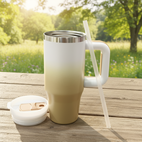 30oz Large Capacity Stainless Steel Tumbler Handle Straw Leak-Proof Double Wall Vacuum 6-12 Hours Thermal Insulation