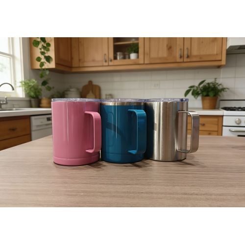 Multi-Color Insulated Stainless Steel Tumblers with Transparent Spill-Resistant Lids Vacuum Travel Mugs for Hot & Cold