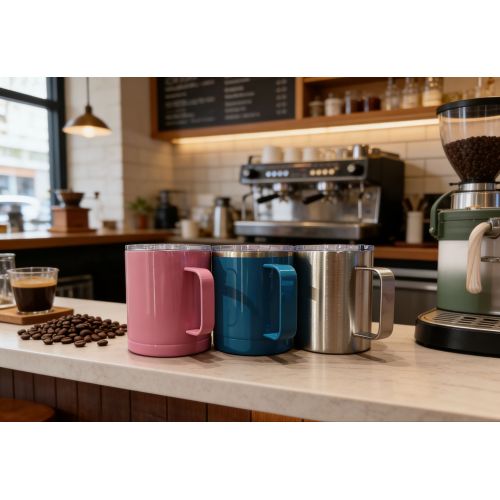 Multi-Color Insulated Stainless Steel Tumblers with Transparent Spill-Resistant Lids Vacuum Travel Mugs for Hot & Cold