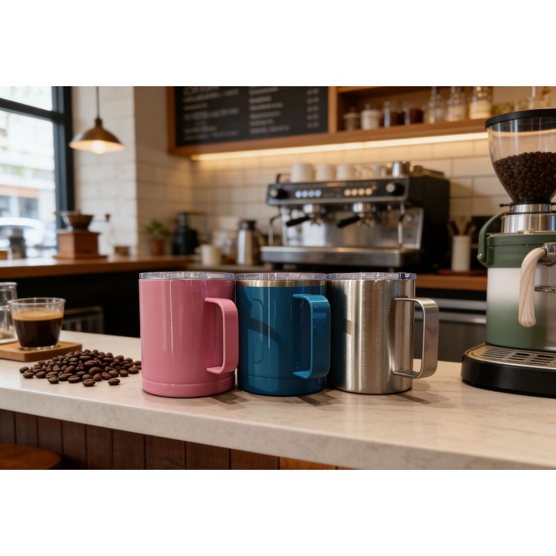 Multi-Color Insulated Stainless Steel Tumblers with Transparent Spill-Resistant Lids Vacuum Travel Mugs for Hot & Cold