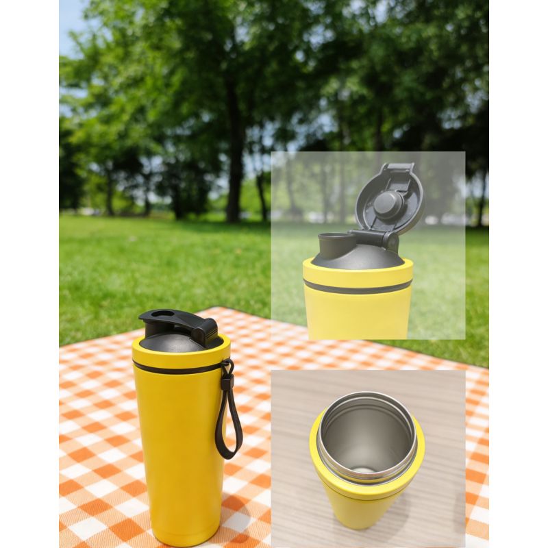 Copo térmico de aço inoxidável com tampa, novo design, isolamento a vácuo, mantém a temperatura por 6 a 12 horas, ecológico, portátil, ideal para viagens e para manter bebidas quentes ou frias.