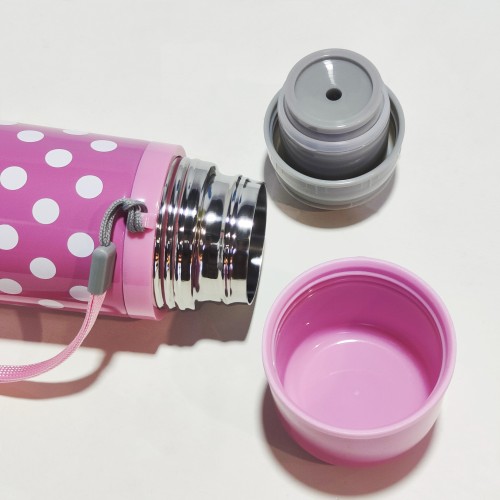 Hot Selling High Quality Circular Spot Pattern Children's Cute Double Vacuum Insulated Stainless Steel Water Bottle
