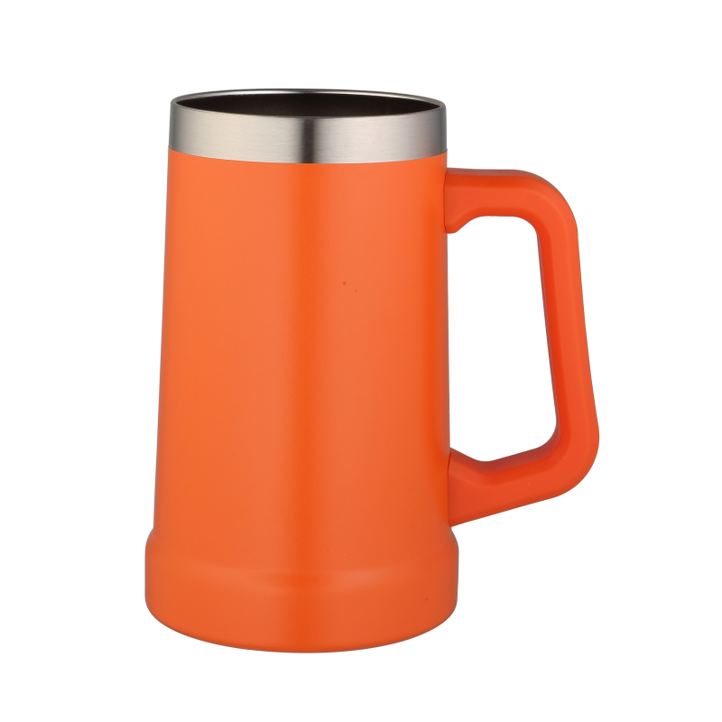 Botella de agua grande portátil de acero inoxidable con aislamiento térmico, asa y pajita, diseño con logotipo deportivo, ideal para acampar y practicar deporte.