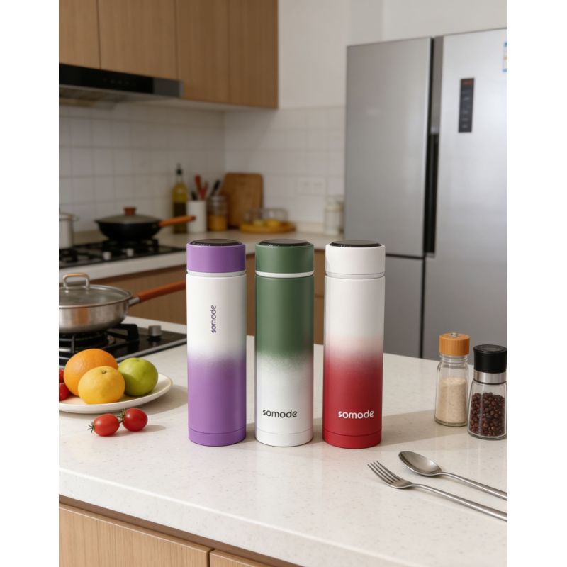 Tazza termica intelligente con display LED della temperatura - Borraccia termica in acciaio inox sfumato con isolamento sottovuoto per bevande calde e fredde