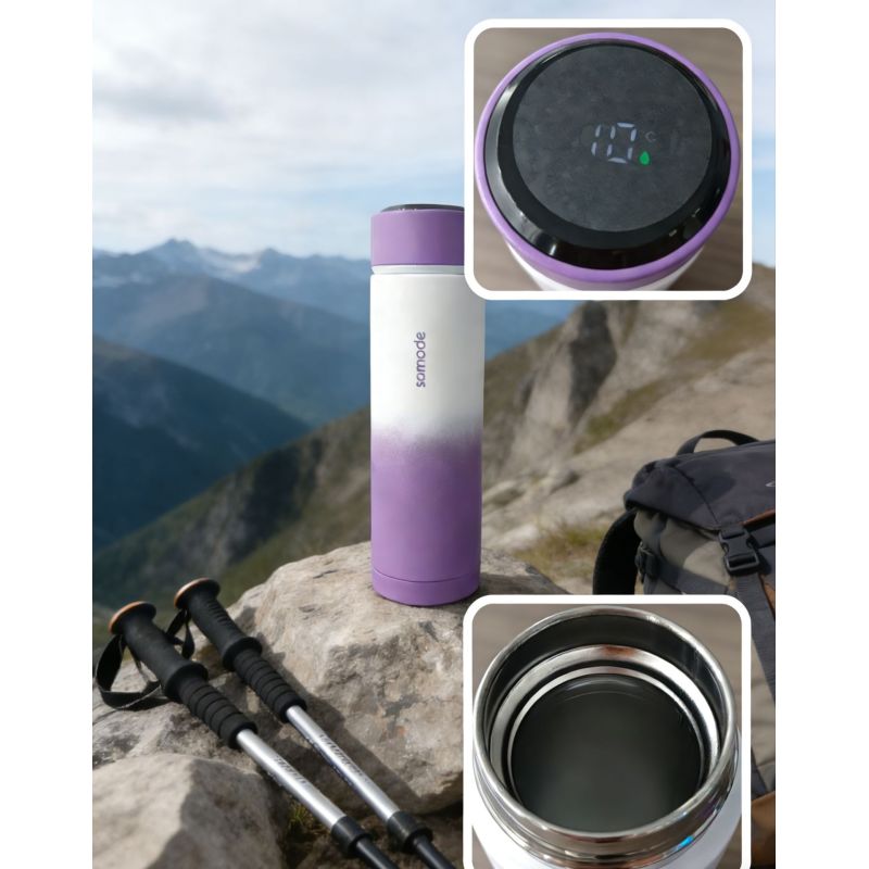 Tazza termica intelligente con display LED della temperatura - Borraccia termica in acciaio inox sfumato con isolamento sottovuoto per bevande calde e fredde