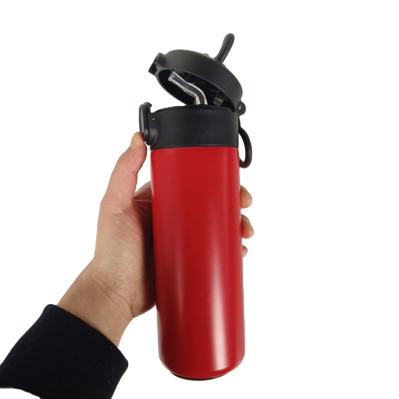 Kawaii-Hirsch-Design, doppelwandige Isolierflasche aus Edelstahl 304 mit Strohhalmdeckel