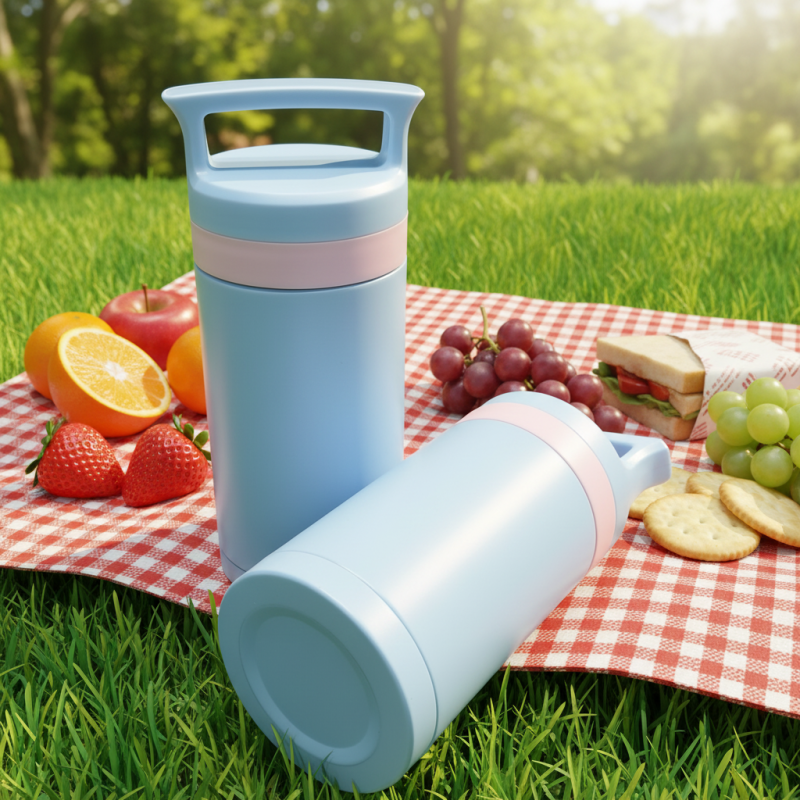 Vacuum Insulated Stainless Steel Water Bottle with Spoon & Leakproof Jar 12-24 Hours Thermal for Office Picnic Camping & Travel