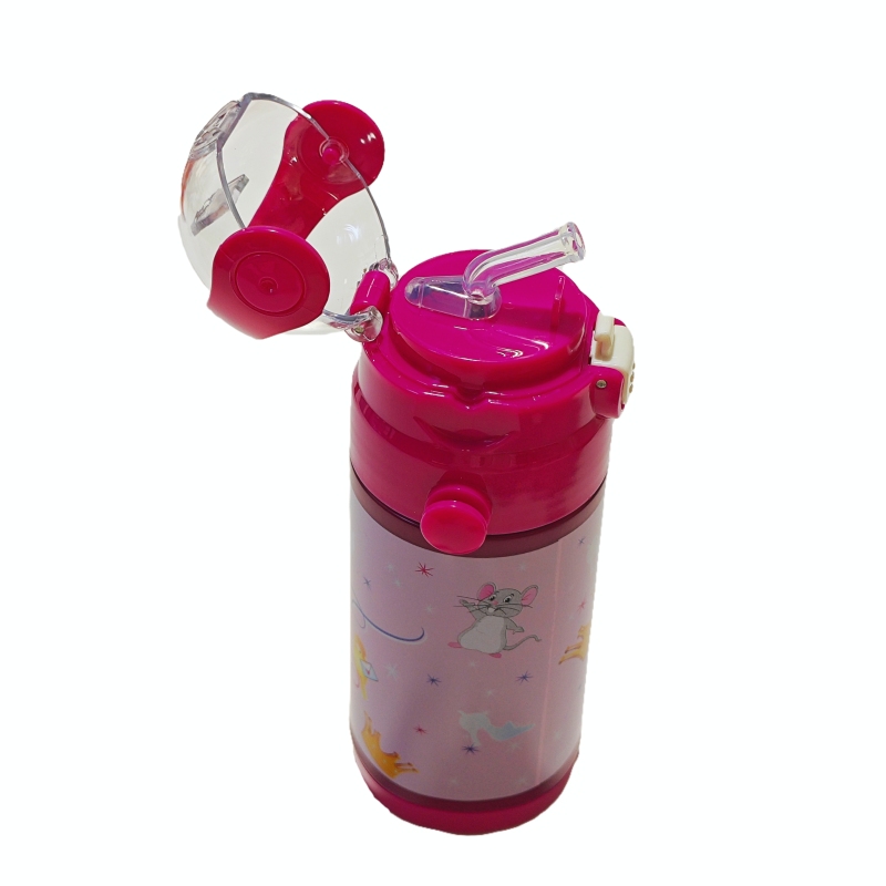 Child Water Cup with Straw Stainless Steel Thermos Tumbler Milk Bottle Cute Water Bottle