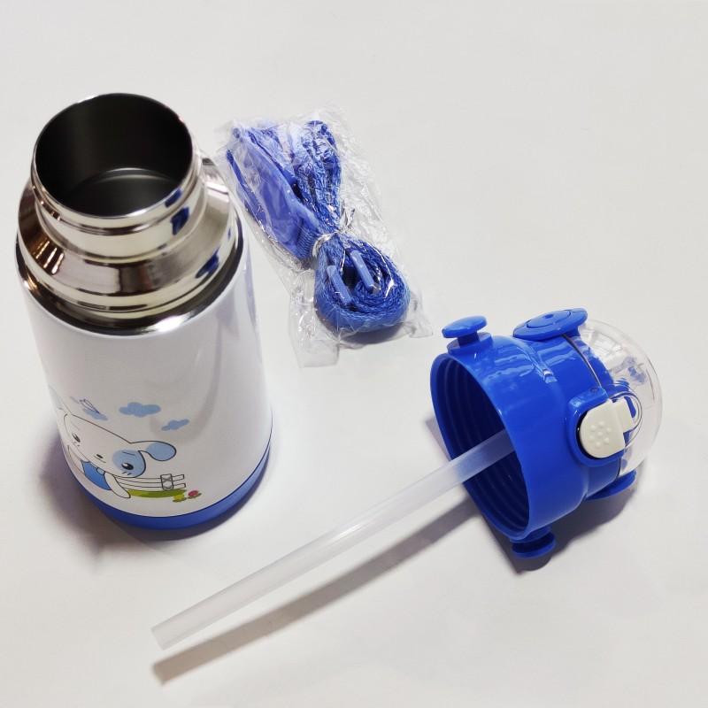 Child Water Cup with Straw Stainless Steel Thermos Tumbler Milk Bottle Cute Water Bottle