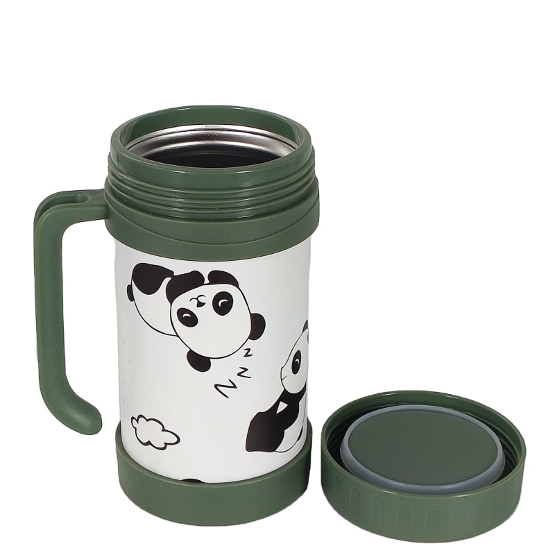 Wholesale Cute Panda Design Stainless Steel Double Wall Vacuum Tumbler Leak-proof Travel Coffee Mug Handle Portable Thermos BPA